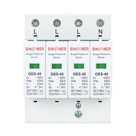 Descarcator de supratensiune AC SINOTIMER OBS-40, Tip 2, 385V, 40kA, 4 poli (3P+N)